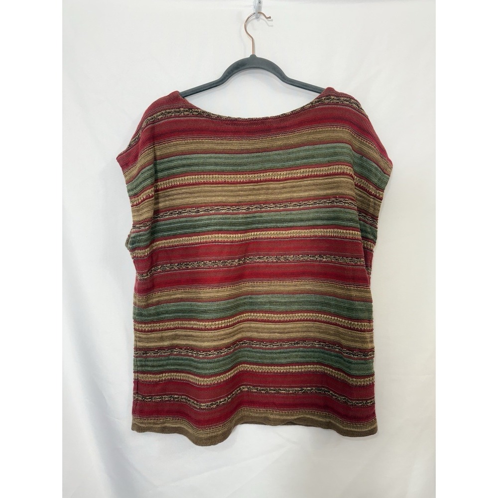 Lauren Ralph Lauren Linen Blend Striped Sleeveless Pullover Sweater Womens 2X - Picture 2 of 9
